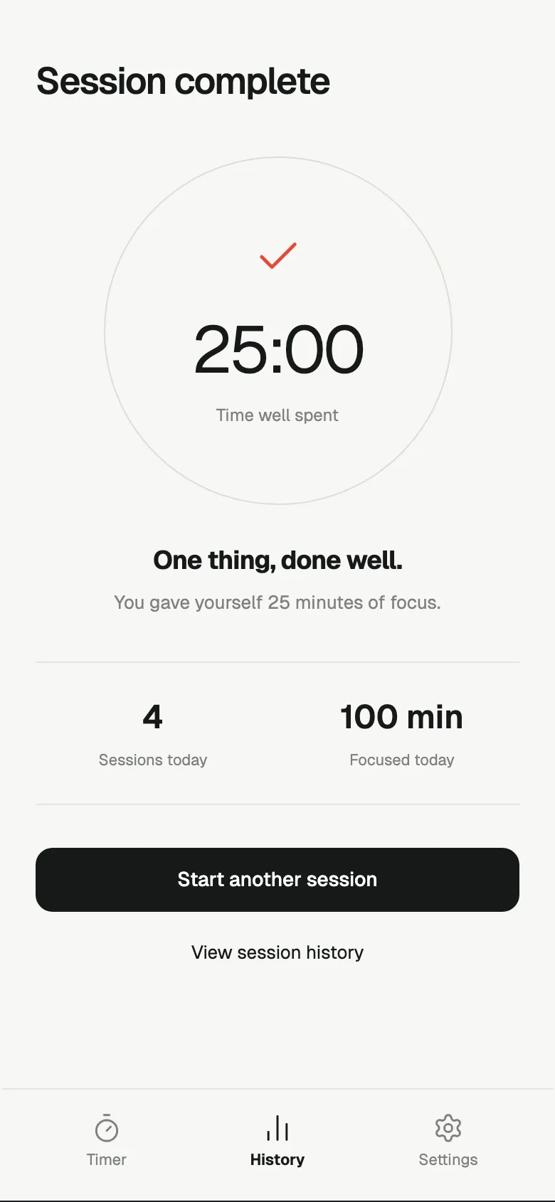 Analog Timer: Complete screen