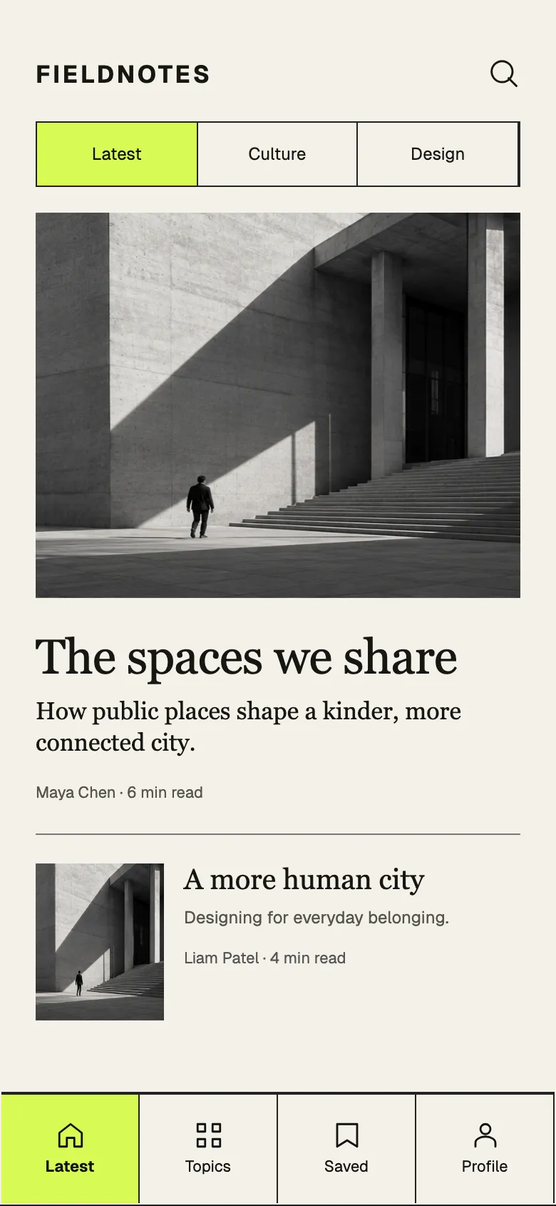 Brutalist Editorial: Latest screen