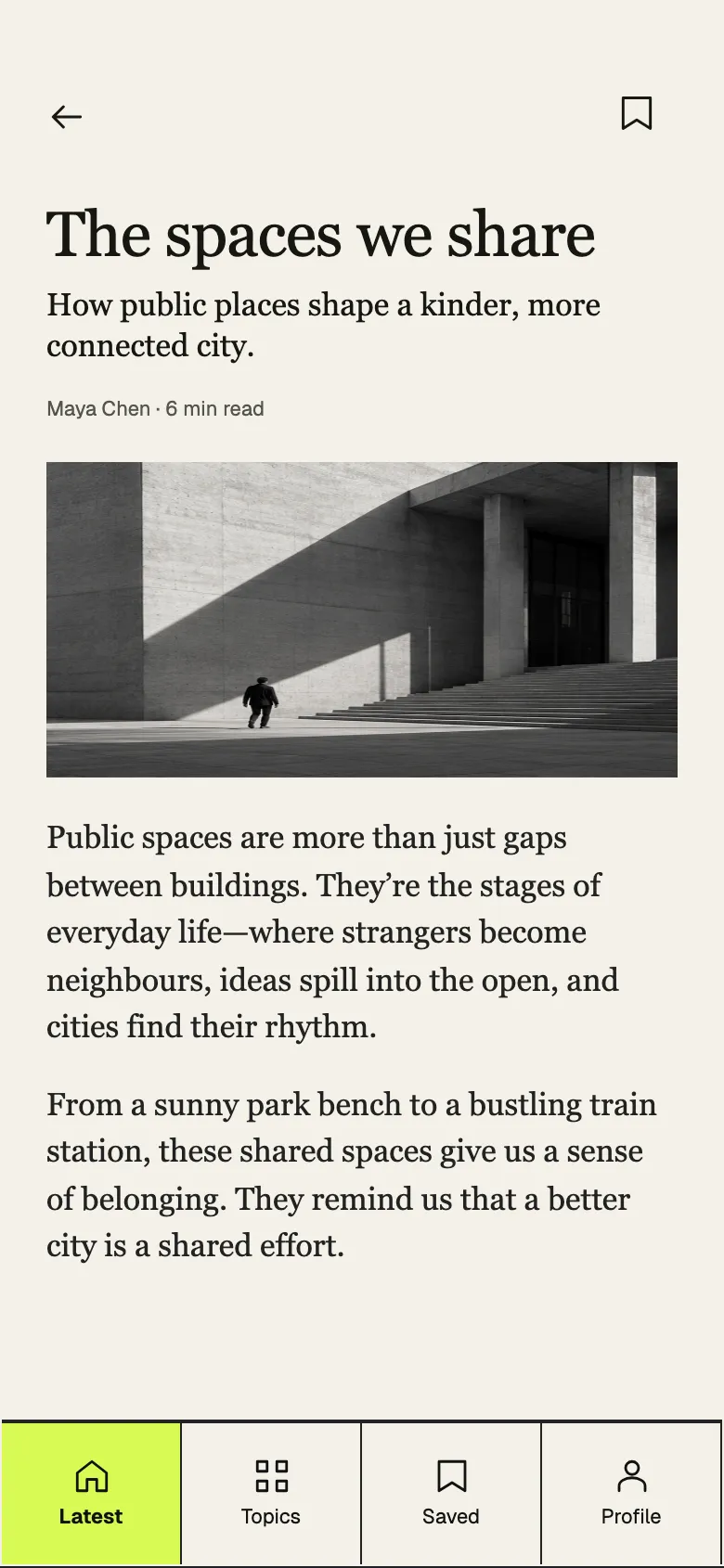 Brutalist Editorial: Story screen