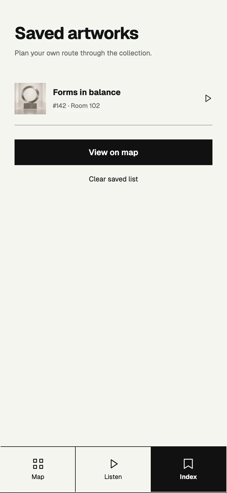 Crimson Gallery: Saved screen