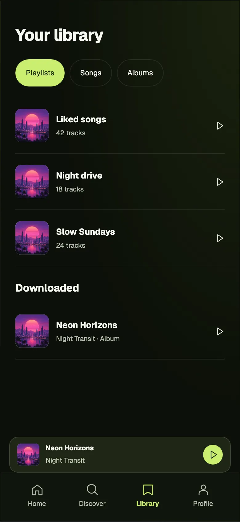 Neon Nightlife: Library screen