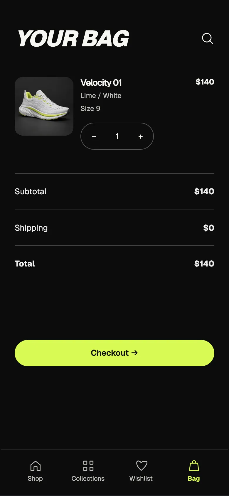 Neon Sneaker: Bag screen