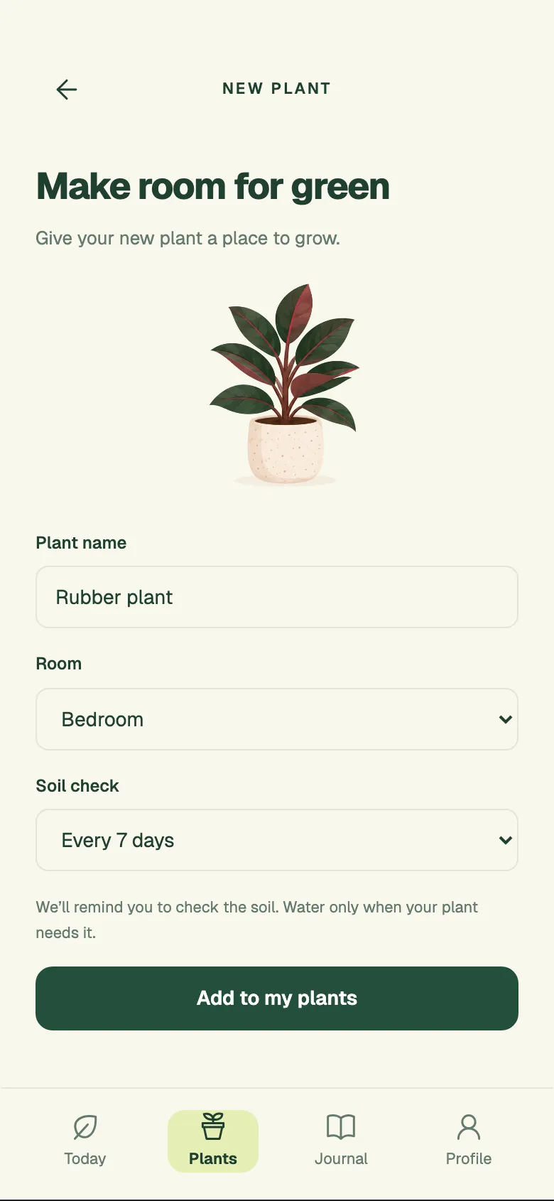 Playful Sprout: Add plant screen