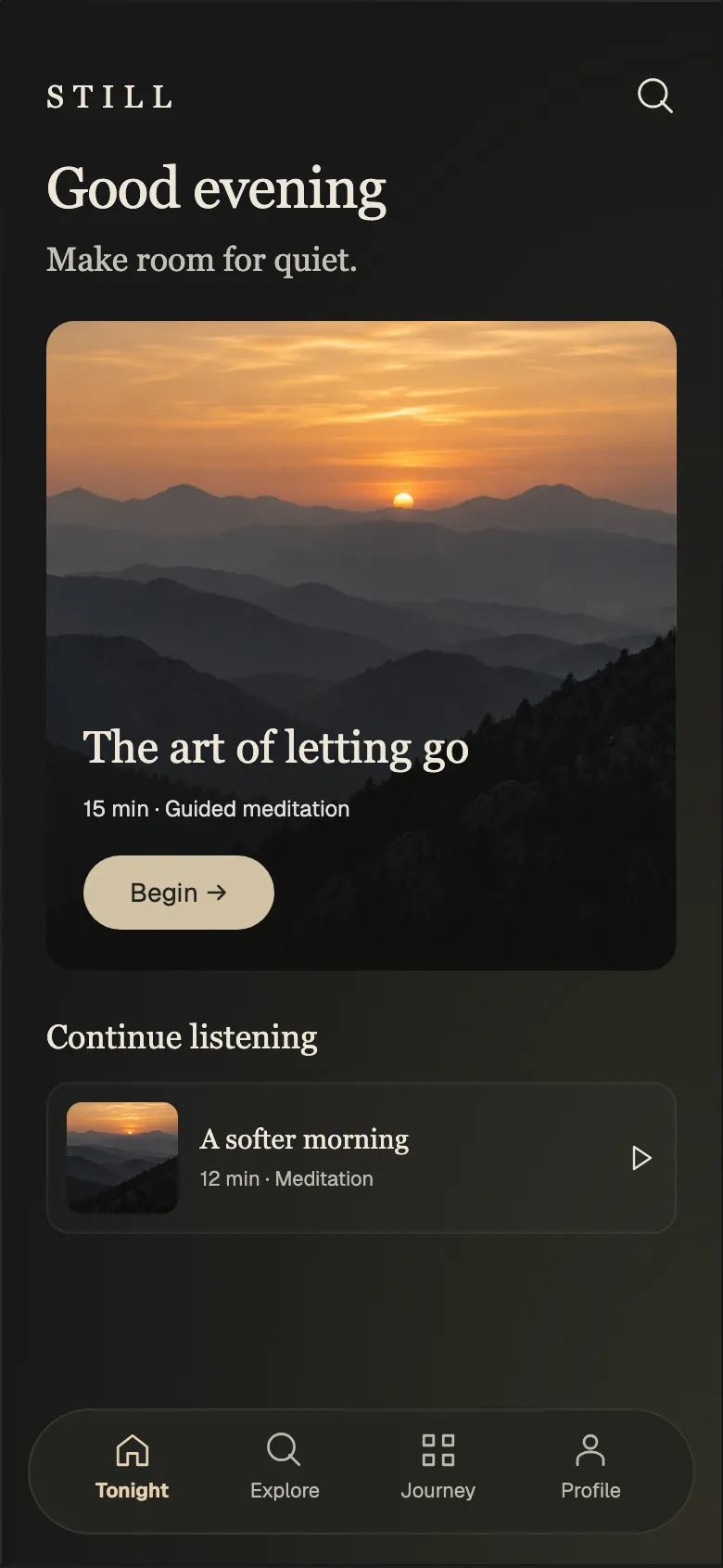 Twilight Meditation: Tonight screen