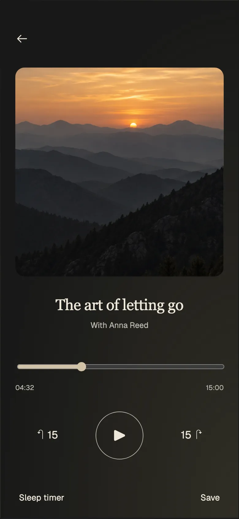 Twilight Meditation: Now playing screen