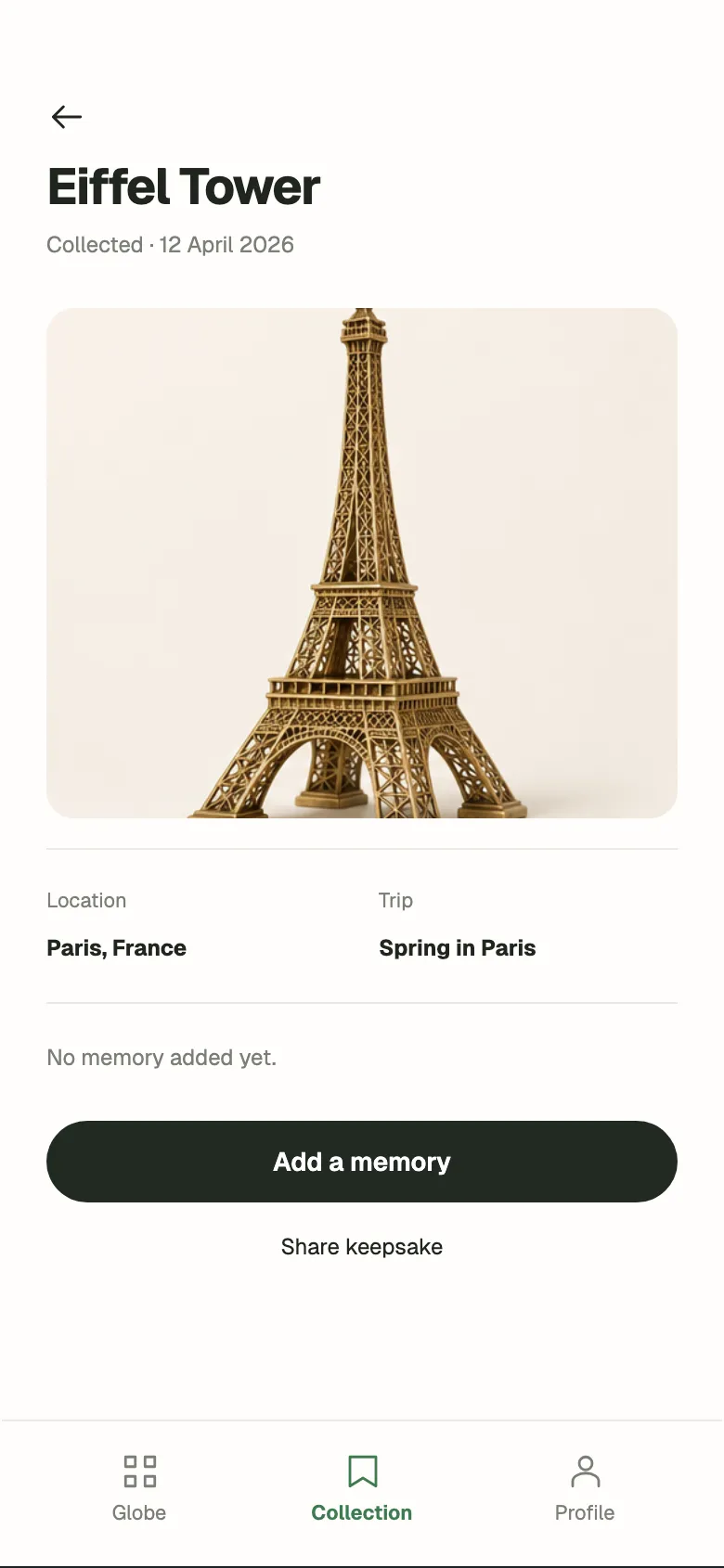Warm Collectible: Keepsake screen